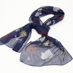 Navy Blue & Flower, Leaf & Bug Sheer Sheer